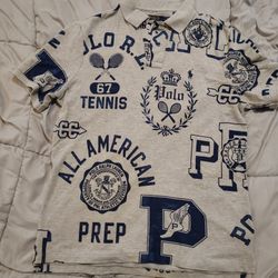 Ralph Lauren Polo Mesh Graphic Shirt Size Medium Classic Fit 