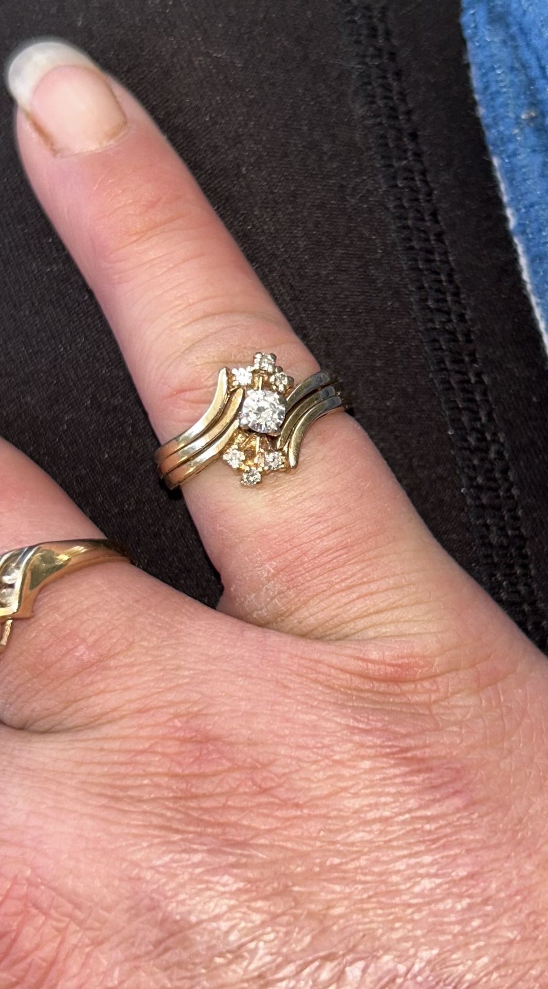 Vintage 3 Ring Wedding Band With Naturally Earth Grown Diamonds 