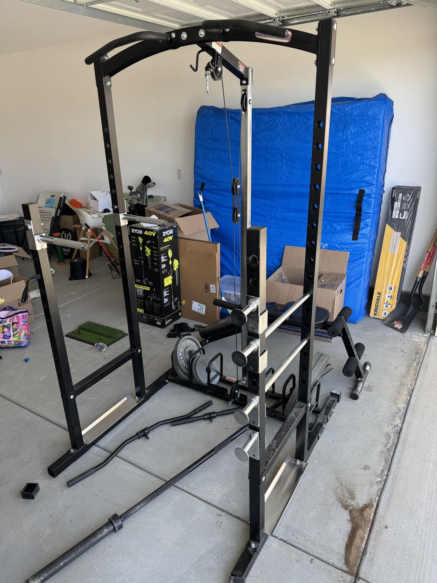 Complete Home Gym Power Rack + Cable Pulley System – Excellent Condition