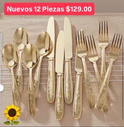 Especial $129.00 Set 12 Cubiertos Línea Gold Amalia Princess House Ventas Finales