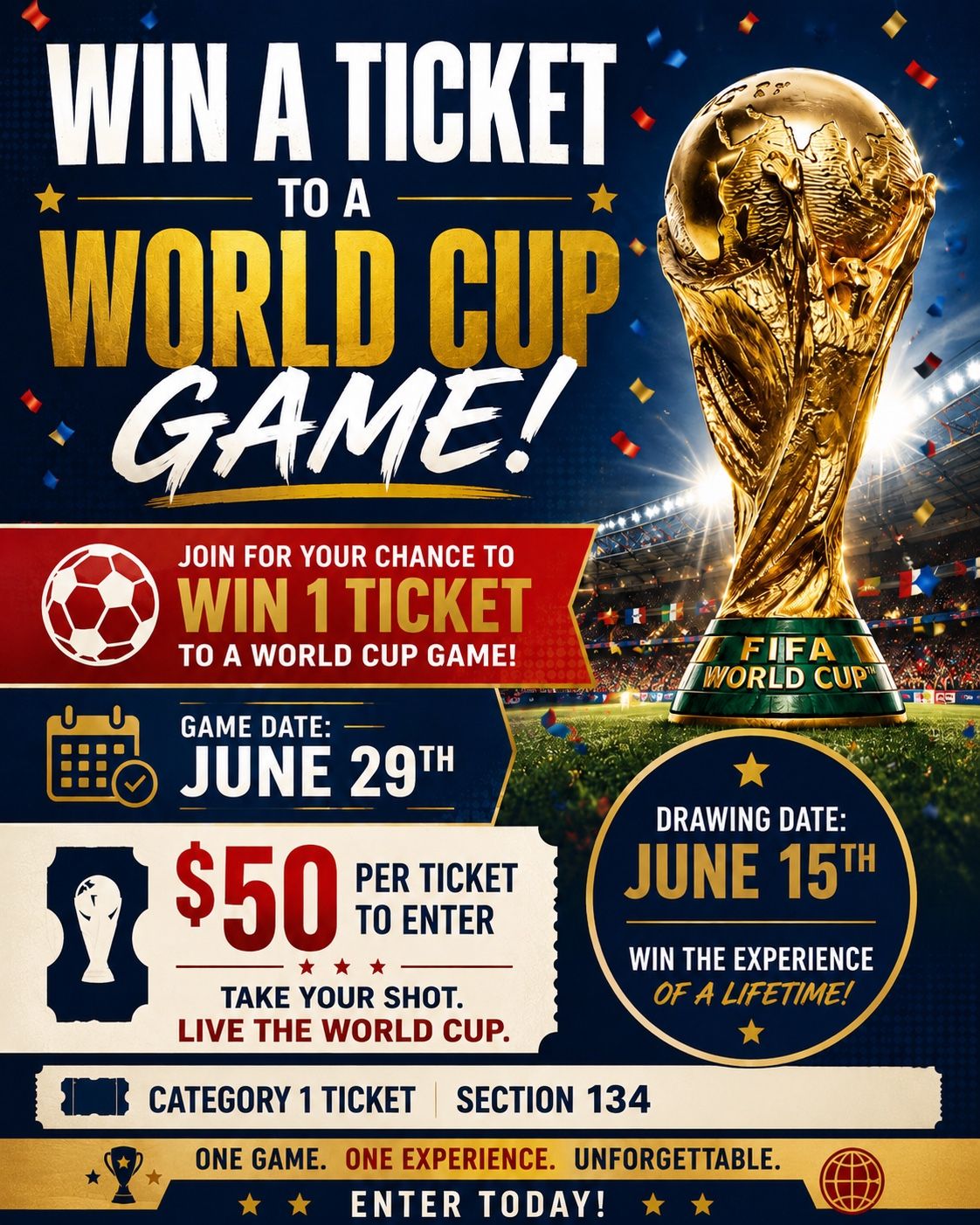 Cup Countdown Raffle World Cup Ticket Raffle for Sale in Houston, TX - OfferUp
