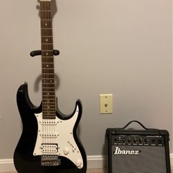 Ibanez  Guitar and Amp With Strap, Tuner, etc.