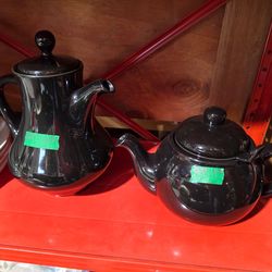 Black teapot and coffee pot $15 ea