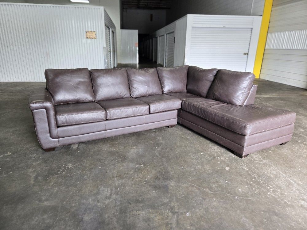 *Same Day Delivery Available!*
Brown Leather Chaise Sectional