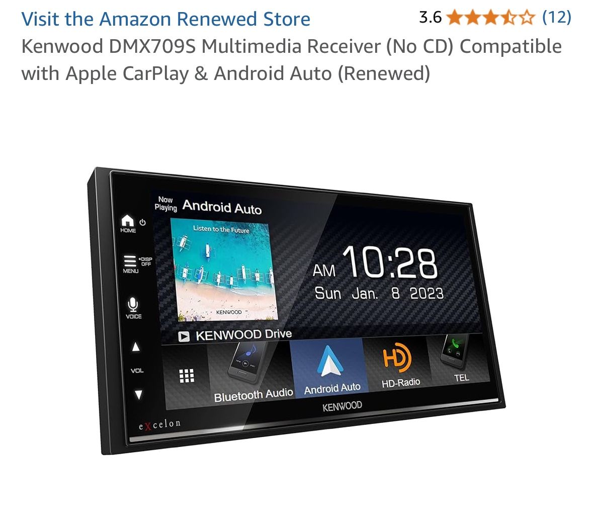Kenwood DMX709S Multimedia Receiver (No CD) Compatible with Apple CarPlay & Android Auto