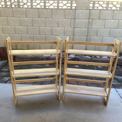 Pair Hardwood Bookshelves