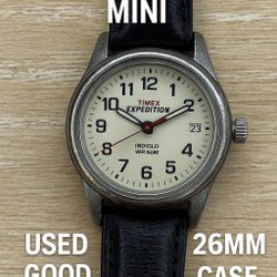 Timex Expedition Mini 26mm Women’s Watch Cream Dial INDIGLO Black Leather Strap