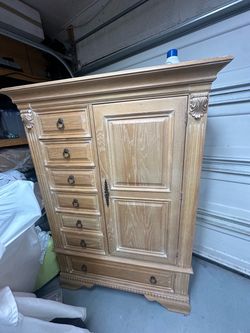 Solid Wood Hooker Furniture Pickled Oak Armoire & Nightstand Set