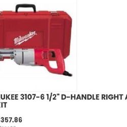 MILWAUKEE 3107-6 1/2" D-HANDLE RIGHT ANGLE DRILL KIT
