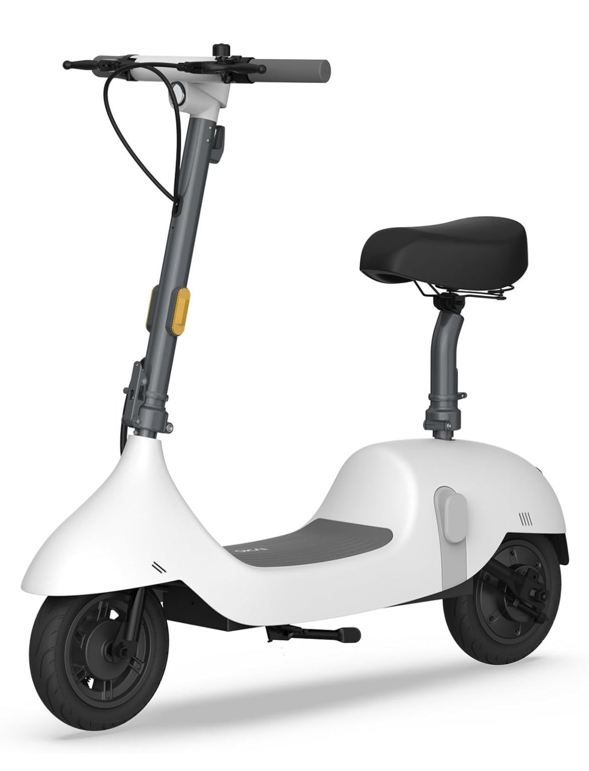 OKAI EA10 Electric Scooter with Seat | Adult Retro Style Moped | Removable Battery | Up to 25 Mile Range & 15.5 MPH | 750W Peak Power | 10" Vacuum Tir