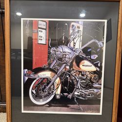 Oak Framed Harley Davidson Picture