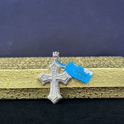 Sterling Silver Moissanite Cross Pendant