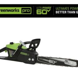 Greenworks  16 in. 60V Cordless Pro Chainsaw, 2.5Ah Battery and Charger Included, Brushless Motor