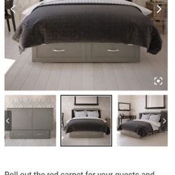 Monroe Murphy Bed Chest with Mattress, Storage, Drawer, and Built In Charger