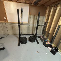 Rogue Lite Squat Rack With Bar And Weights 