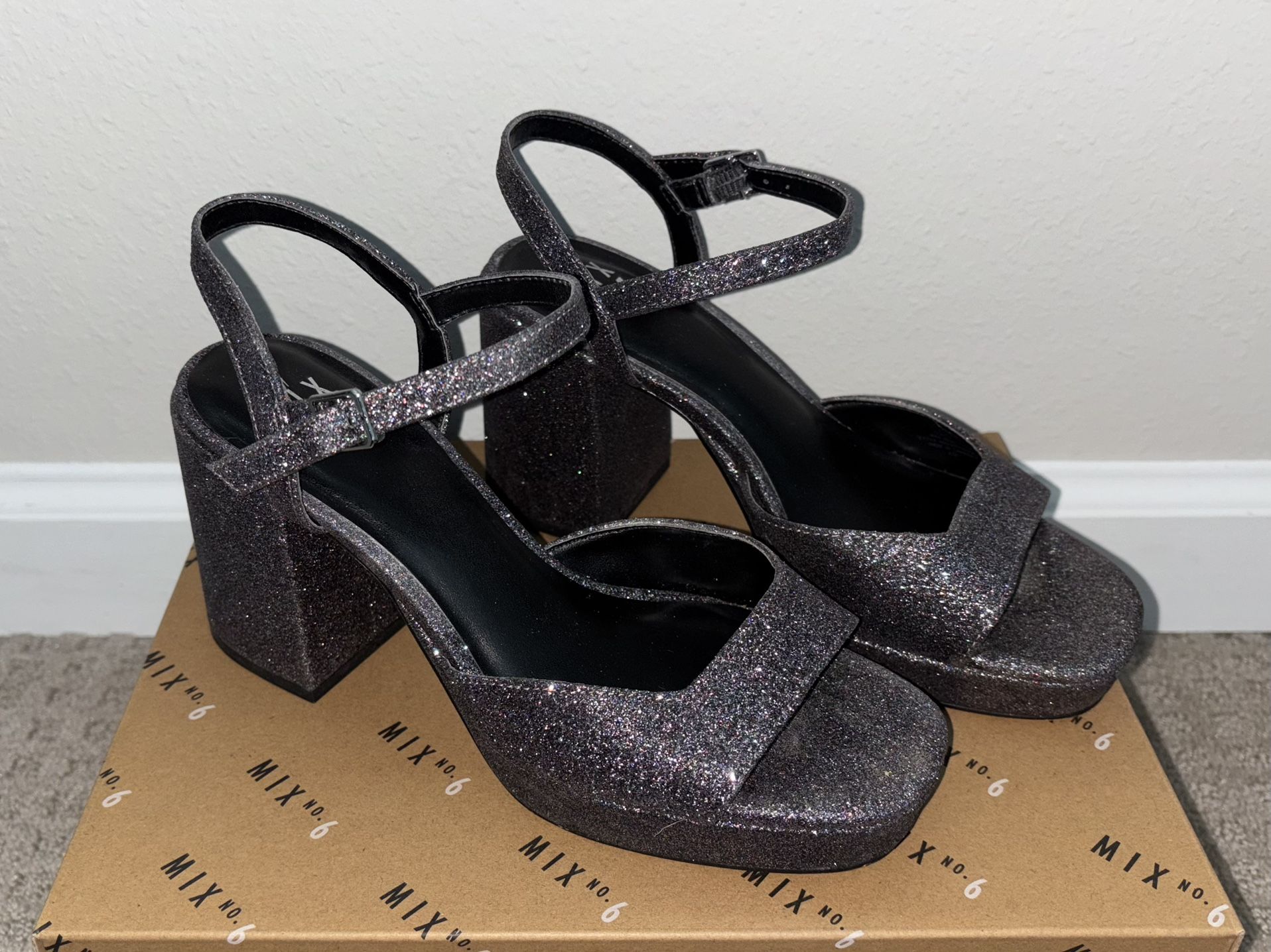 Glitter Embellished Sandal Heels