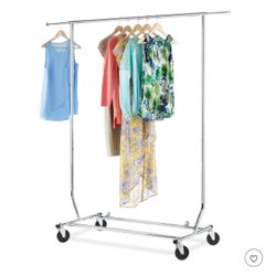 Moving Sale Clothing adjustable rolling rack steel with wheels Large  Collapsible Chrome Metal Roll Away