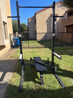 GETRXD SQUAT RACK WITH FLAT WEIGHTS BENCH 7.10” FT TALL