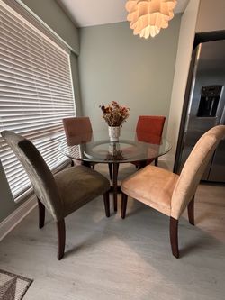Glass top dining table & chairs
