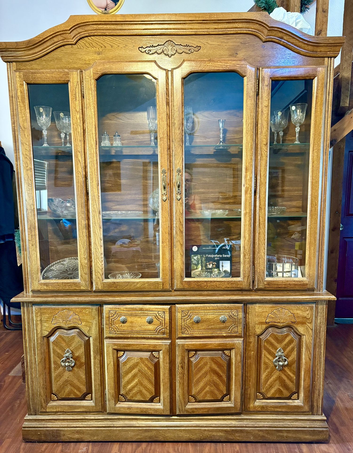Solid Oak China Cabinet 