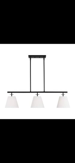 Black 3-Light Linear Chandelier Modern White Shades