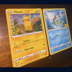 Pokémon Cards Holographic Pikachu & Squirtle 