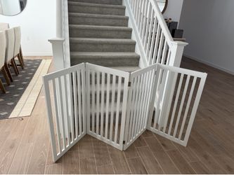 INTERNET'S BEST Dog Gate Indoor Freestanding Pet Barrier, Folding Wood Dog Fence, Extra Wide Doorway Puppy Gate, Indoor Animal Privacy Panel, Wooden C