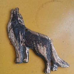 Solid Brass Wolf Pendant 