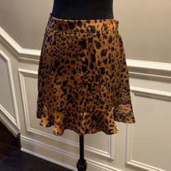 Silky Animal Print Skirt Sz Med/lg