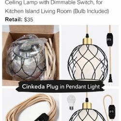 Cinkeda Plug in Pendant Light Fixture