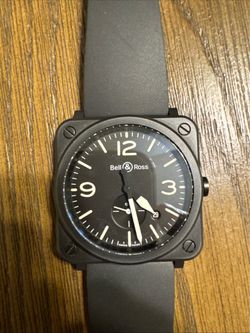 Bell & Ross Square Black Watch with Rubber Strap