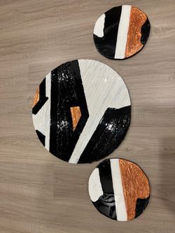 Abstract Round Wall Art Set of 3