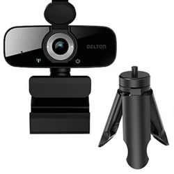 Delton C24 HD 1080P Webcam 2 Megapixels Black, with Privacy Cover, Built-in Mic, Tripod