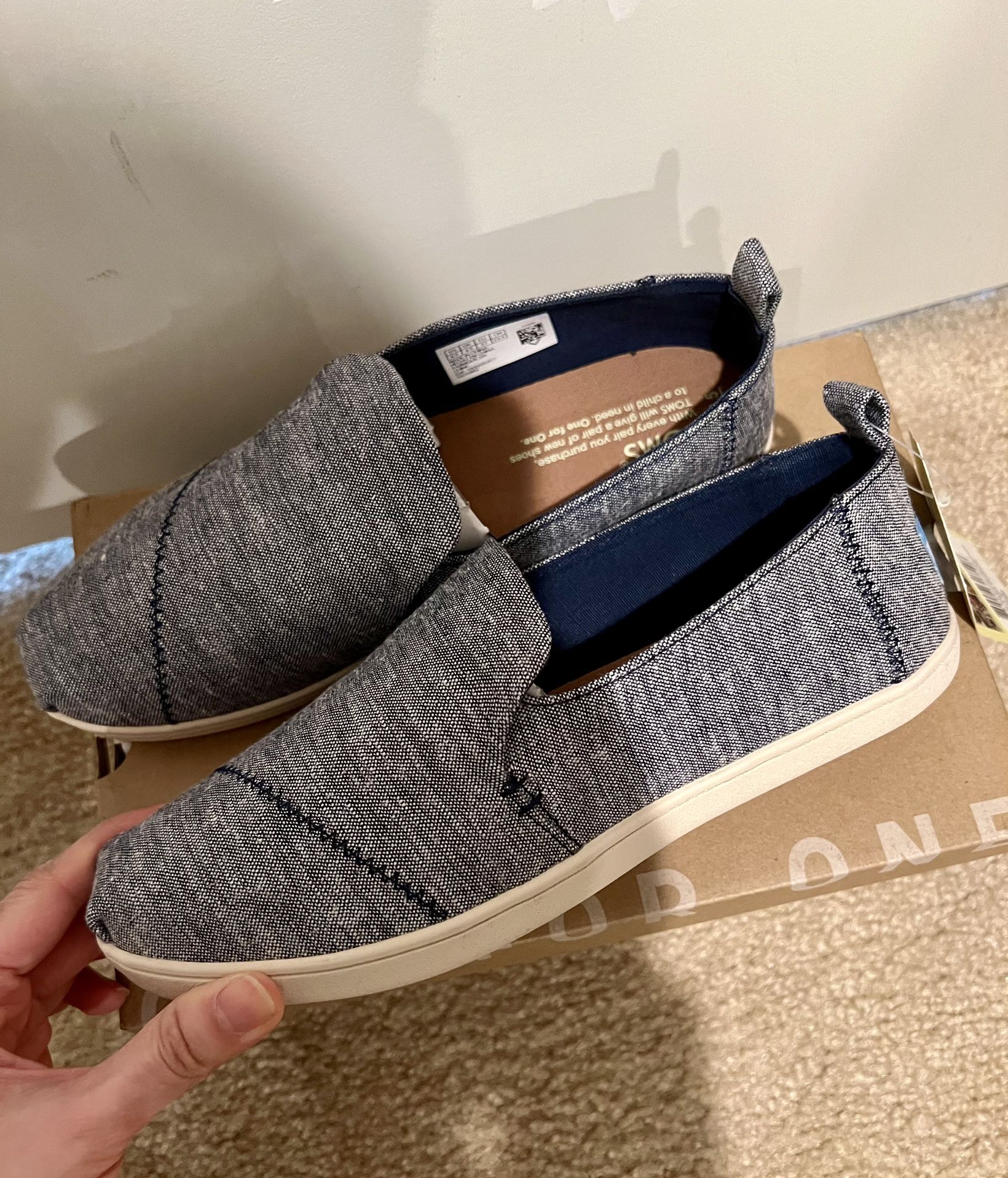 Toms Alparagata Navy Slub Chambray Cupsole Slip On 6.5