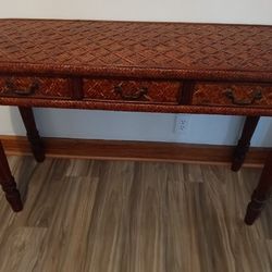 3 Drawer Console Table Rattan And Wood Asking $150