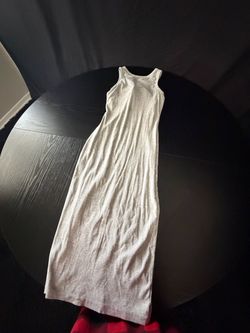 White Ribbed Sleeveless Maxi Dress