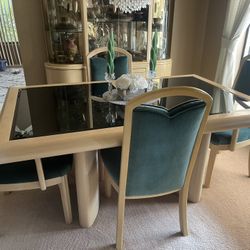 Wood/Glass Tables & Hutch