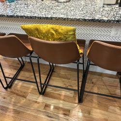 4 Mid-century Toffee Counter Stools 