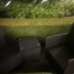 Black Wicker Chairs And Table With Glass Top - Free Come Take! 