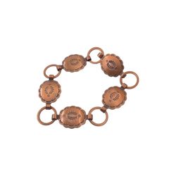 1970s Southwestern Concho Links Copper Bracelet, Traditional Stamped Design, Ethic Tribal Jewelry, Boho Hippie Jewelry Accessory, Vintage Jewelry