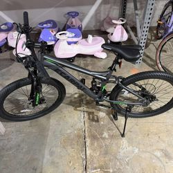 24" 21-Speed Mountain Bike, Full Suspension MTB with Shock Absorbers & Mechanical Disc Brakes for Men/Women/ Adult, Gray