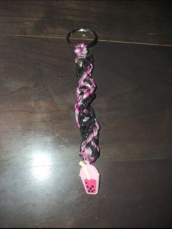 Paracord Keychain with Boba Tea Charm