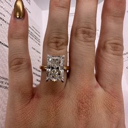 6.08 Carat G VS1 Radiant Cut Diamond Solitaire Engagement Ring 
