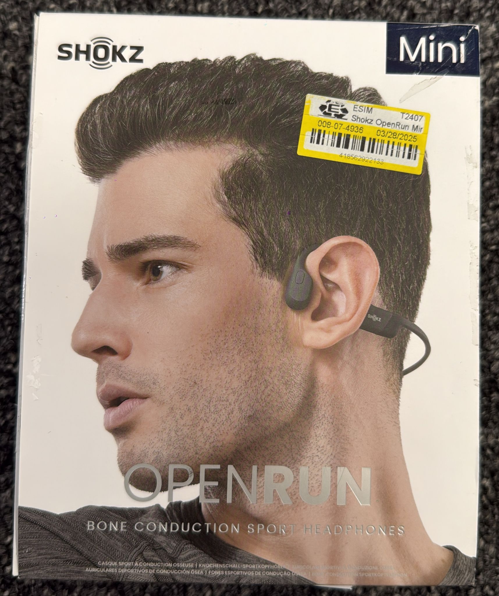 Shokz OpenRun Mini bone conduction sport headphones. New open box