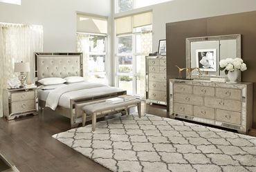 Zgallery mirrored bed set 5 piece set