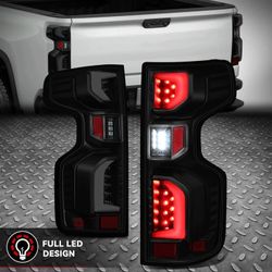 Nuvision 3D LED Bar Tail Light Brake Lamp for 19-24 Silverado 1500 WT LT LTD, Smoked Lens