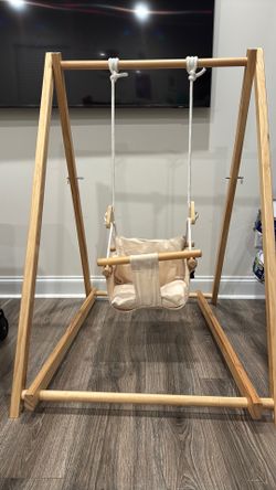 Wooden baby swing with stand