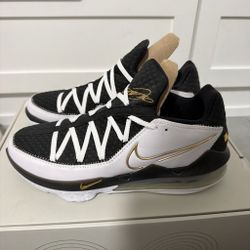 Nike LeBron 17 Low Black White Gold Sneakers