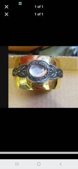 Gold and Silver Oval Stone Cuff Bracelet