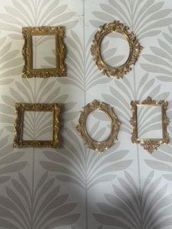 Vintage inspired set of 5 gold frame